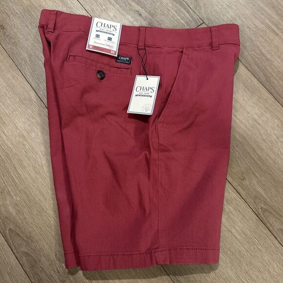Chaps Men's Seacoast Wash Chino Shorts Nantucket‎ Red Stretch Size 30 9" NEW - Picture 2 of 10
